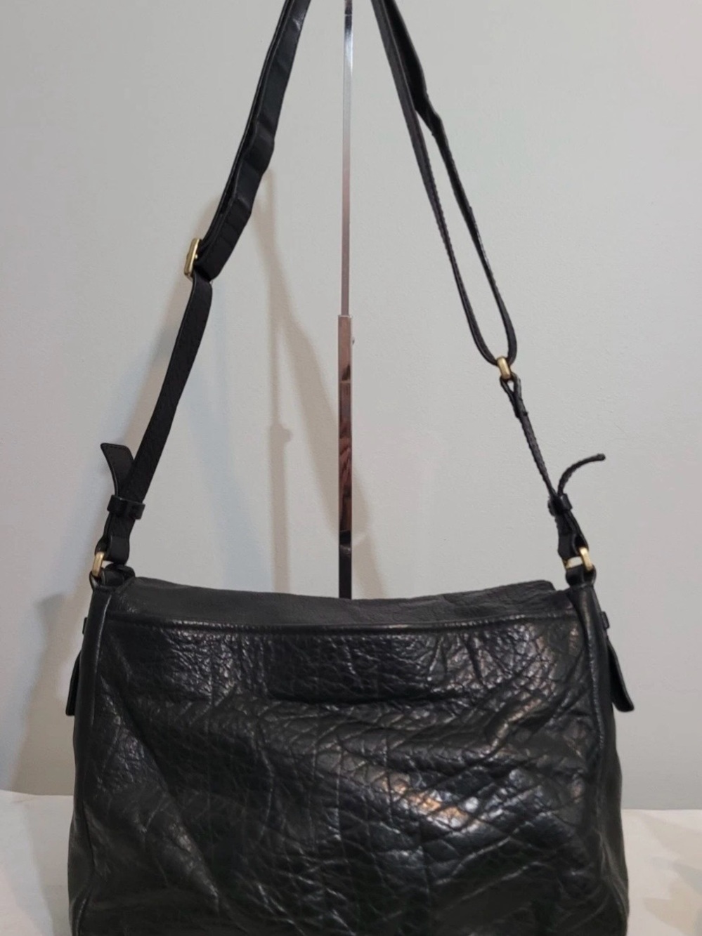 Fossil Peyton Black Leather Crossbody Shoulder Bag Souble Flap - Picture 16 of 16